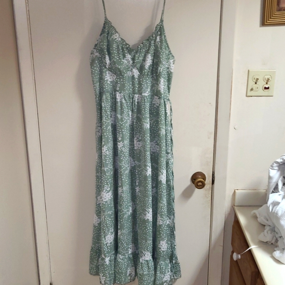Ruffle Hem Belted Floral Cami Dress